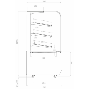 Витрина кондитерская Carboma KR70 N 1,3-1 Light Bread (9005) хлебная - Изображение 2