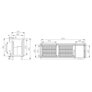 Стол холодильный барный Carboma Т57 М2-1-G 9006-1 корпус серый, без борта (BAR-250С Rosso) - Изображение 2
