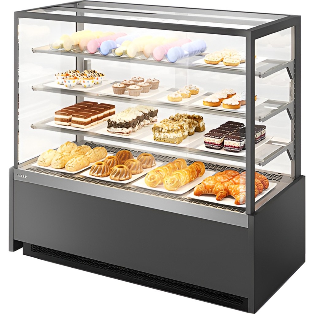 Витрина кондитерская Chilz VETE KUB LUX 90 серый муар, металлик