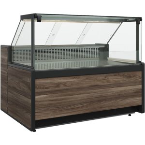 Витрина холодильная Carboma GC111 VV 1,5-1 (1008 Темный дуб) (динамика, газлифт, без боковин)